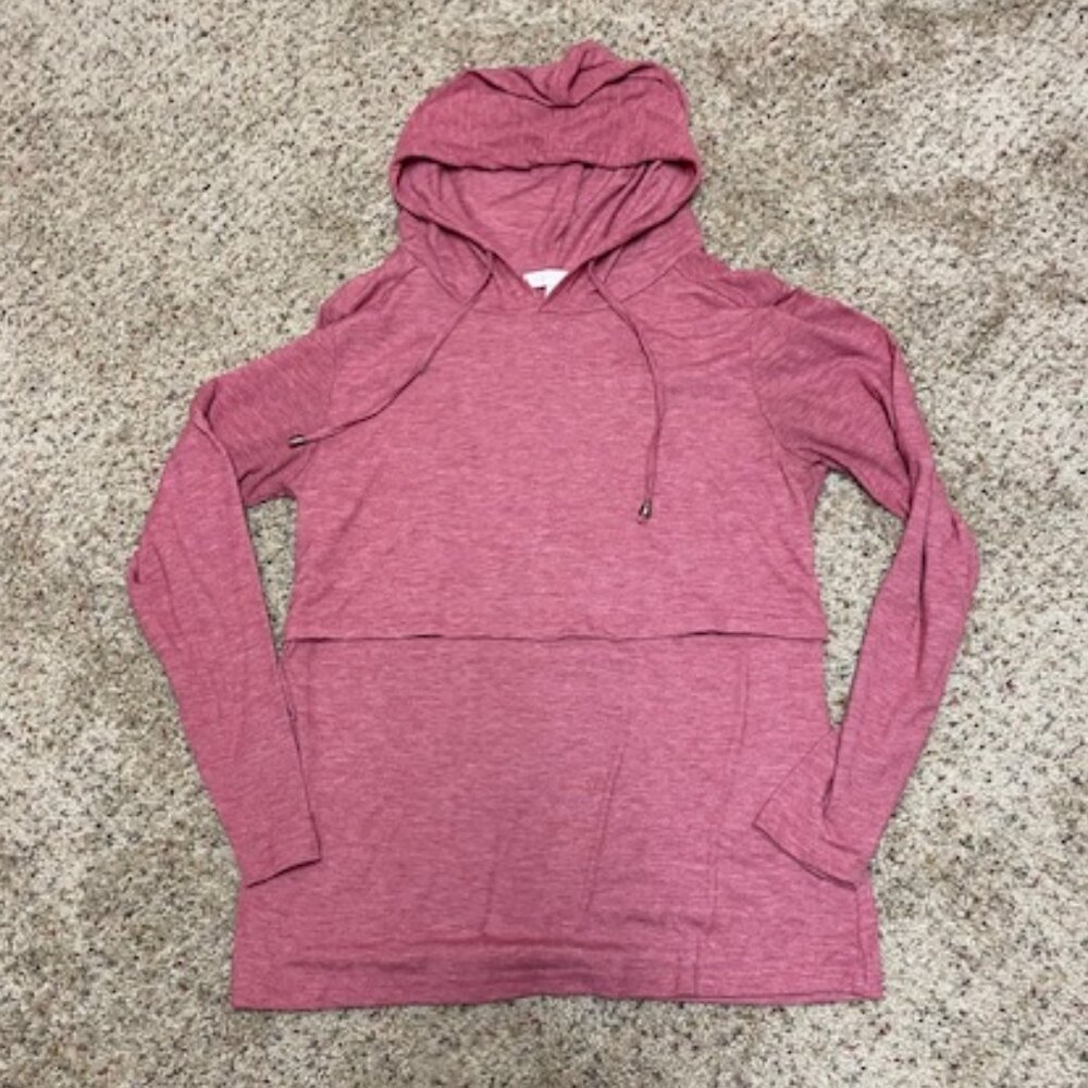 Bhome Rose Red Breastfeeding/Nursing Hooded Long Sleeve Shirt - M